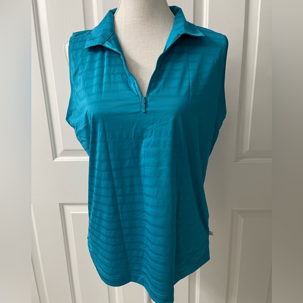 Lady Hagen Women’s Sleeveless Polo Top - Aqua - Size L